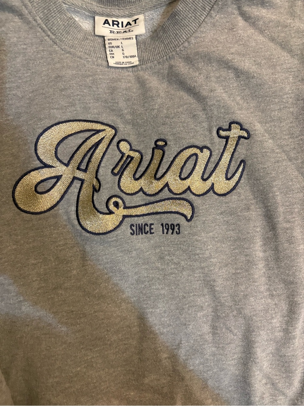 Ariat Heather Gray Script Logo Pullover